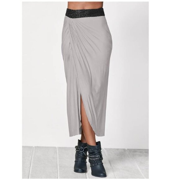 Venus Maxi Skirt With Faux Leather Waistband - Picture 5 of 6